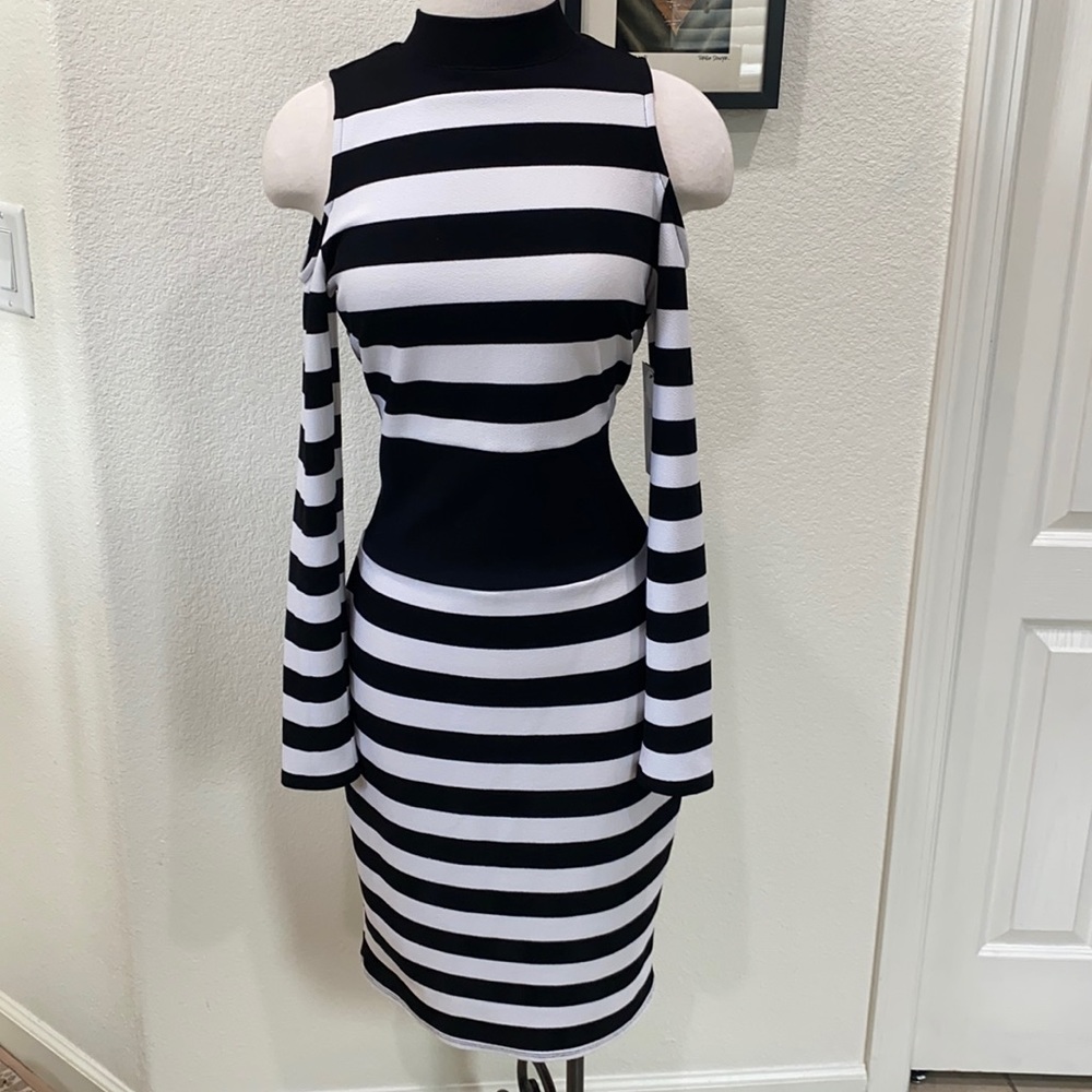 NWT…Built for curves… Black and white striped dress